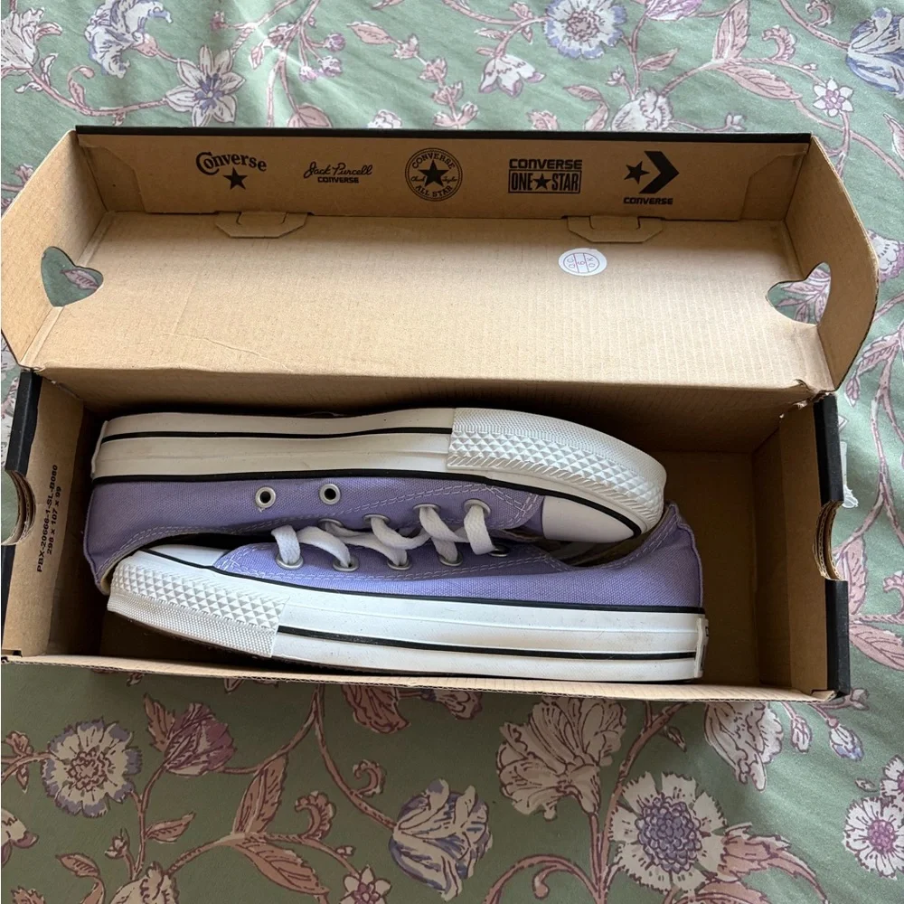 Converse Low Top Canvas Sneakers in Light Purple and White - Picture 1 of 4